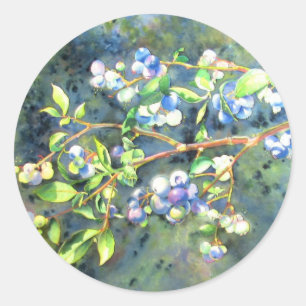 Blueberries, romantic fruit Watercolor painting Classic Round Sticker