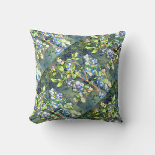 Blueberries, romantic fruit Watercolor painting Cushion