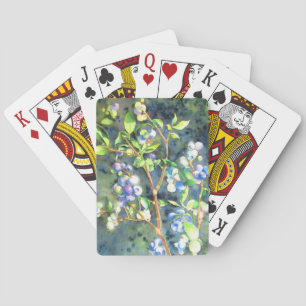 Blueberries, romantic fruit Watercolor painting Playing Cards