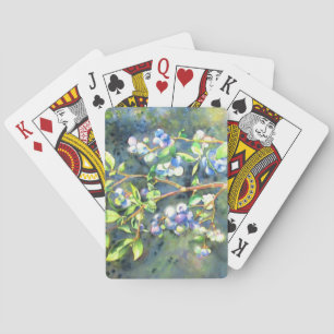 Blueberries, romantic fruit Watercolor painting Playing Cards