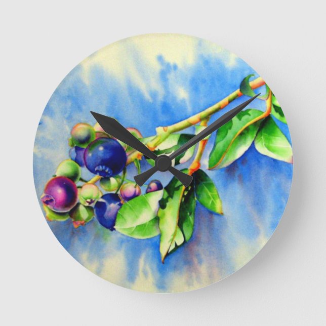 Blueberries Round Clock (Front)