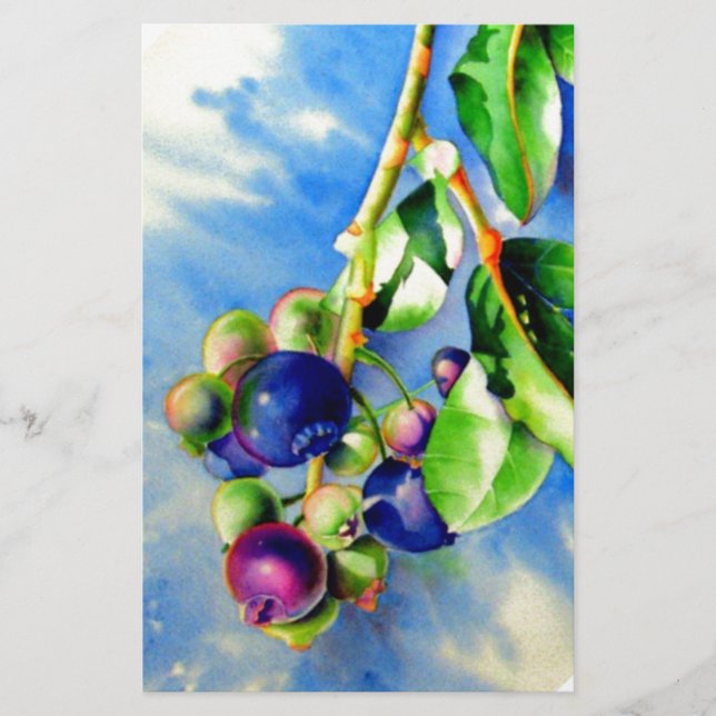 Blueberries Stationery (Front)