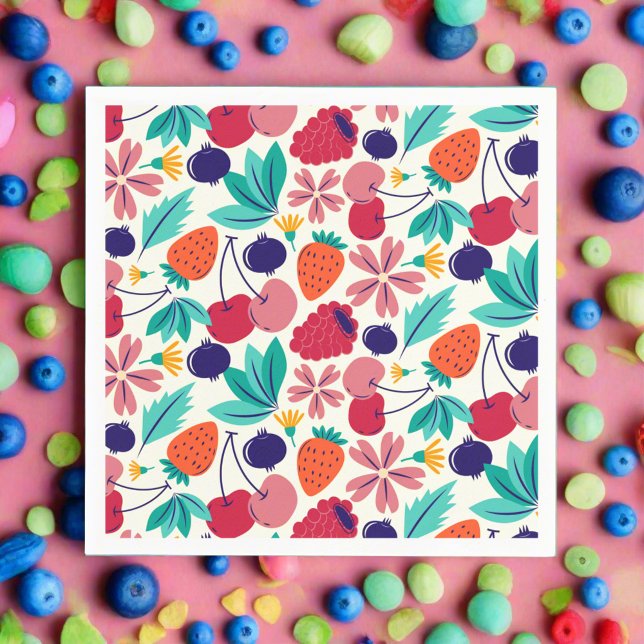 Blueberries Strawberries Berry sweet Birthday  Napkin (Creator Uploaded)