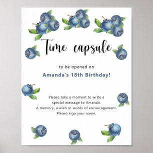 Blueberries Time Capsule 1st birthday Poster