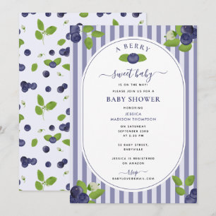 Blueberries Watercolor A Sweet Berry Baby Shower Invitation