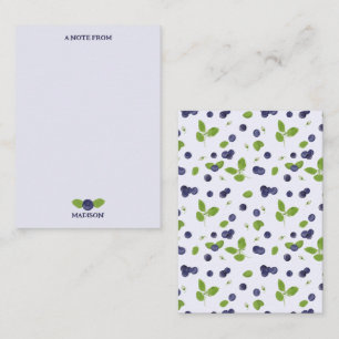 Blueberries Watercolor Blueberry Blossoms Foliage Card