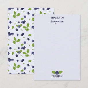 Blueberries Watercolor Blueberry Blossoms Foliage Thank You Card