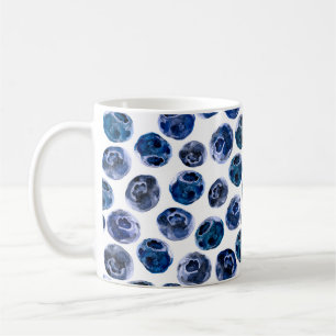 Blueberries: watercolor illustrated pattern. coffee mug