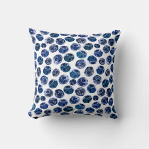 Blueberries: watercolor illustrated pattern. cushion