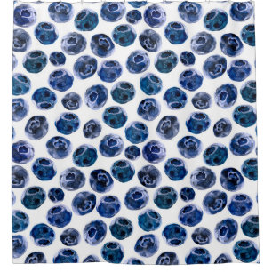 Blueberries: watercolor illustrated pattern. shower curtain