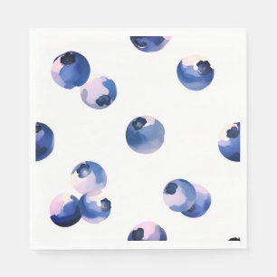 Blueberries Watercolor Pattern Napkin
