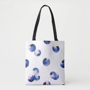 Blueberries Watercolor Pattern  Tote Bag