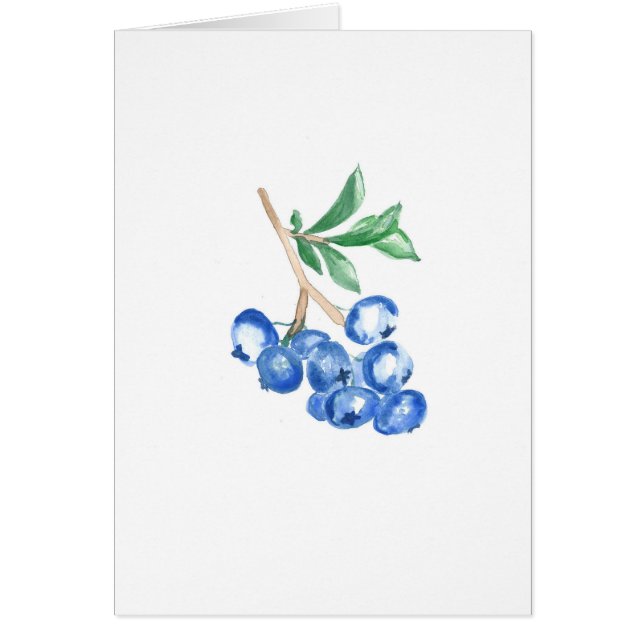 Blueberries Watercolor Print Greeting Card (Front)