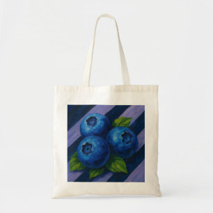 Blueberries with Navy and Soft Lavender Stripes Tote Bag