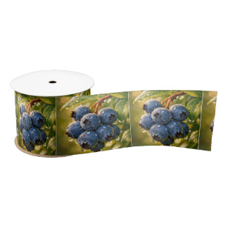 Blueberries with Raindrops Satin Ribbon
