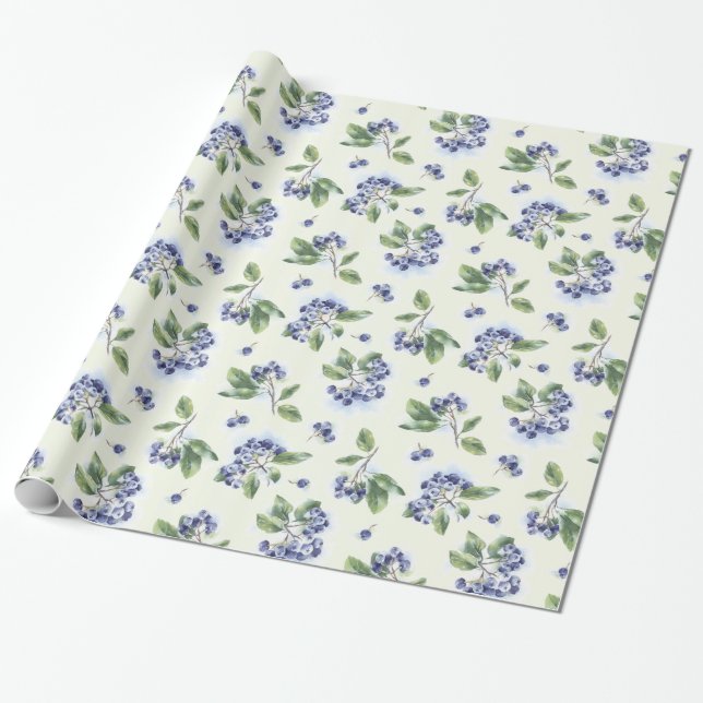 Blueberries Wrapping Paper (Unrolled)