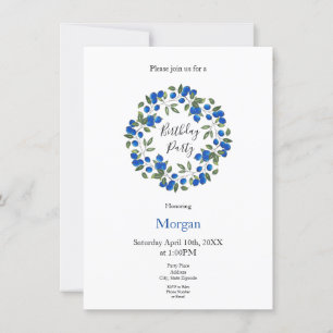 Blueberries Wreath  Invitation