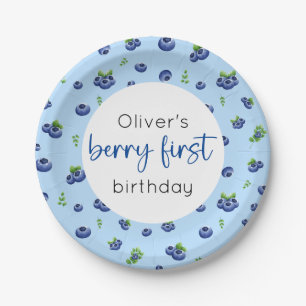 Blueberry 1st Birthday Berry First Paper Plate