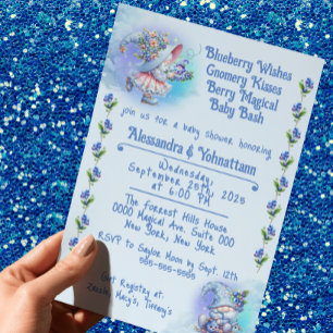 Blueberry and Gnomes Baby Shower Invitation