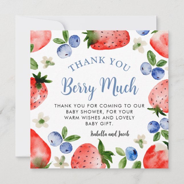 Blueberry and Strawberry Thank You Card (Front)