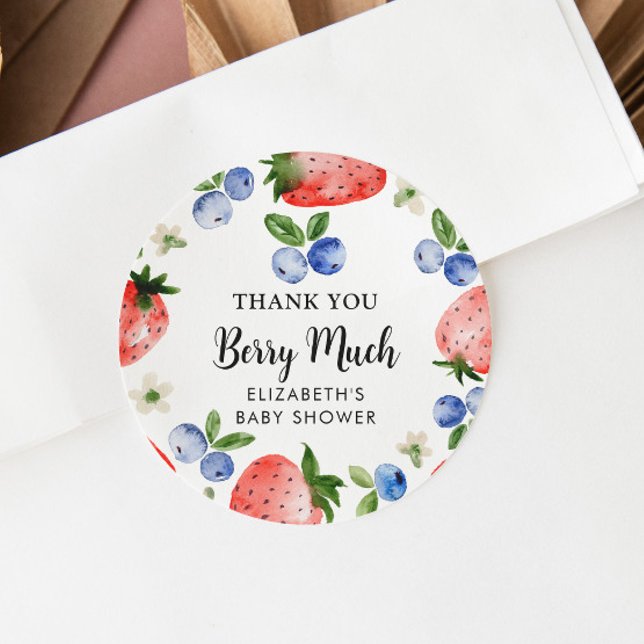 Blueberry and Strawberry Thank You Classic Round Sticker (Creator Uploaded)