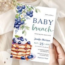 Blueberry Baby Brunch Boy Baby Shower Invitation