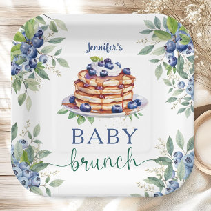 Blueberry Baby Brunch Boy Baby Shower Paper Plate