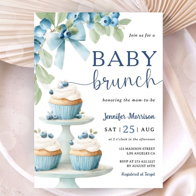 Blueberry Baby Brunch Boy Shower Invitation (Creator Uploaded)