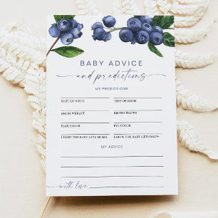Blueberry Baby Shower Baby Advice Predictions Card