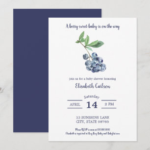 Blueberry Baby Shower Berry Sweet Invitation