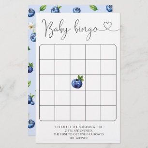 Blueberry  Baby Shower Bingo Game