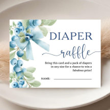 Blueberry  Baby Shower Blue Bow Diaper Raffle