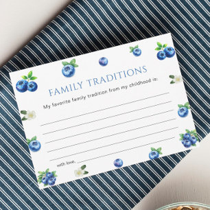 Blueberry Baby Shower Family Traditions Game Card