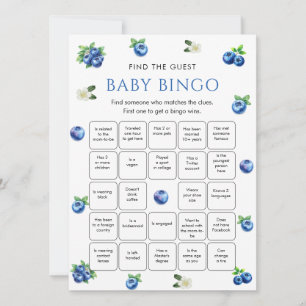 Blueberry Baby Shower Find the Guest Bingo Game  Invitation