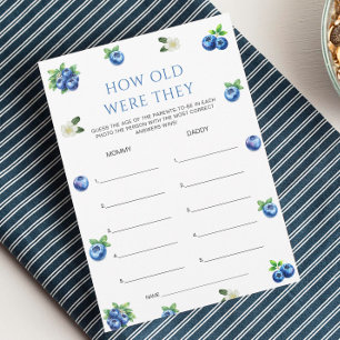 Blueberry Baby Shower How Old Were They Game Card