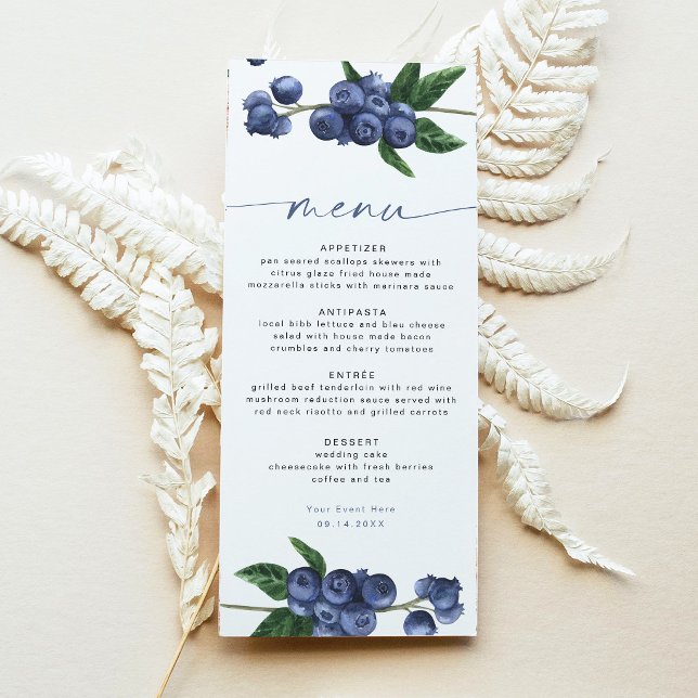 Blueberry Baby Shower Menu Card (Creator Uploaded)