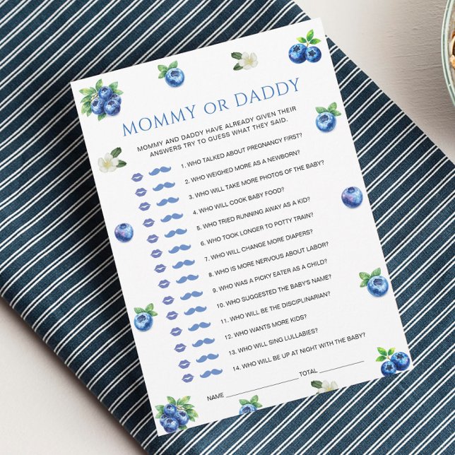 Blueberry Baby Shower Mommy or Daddy Game Card (Creator Uploaded)