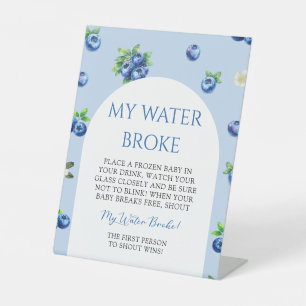 Blueberry Baby Shower My Water Broke Game  Pedestal Sign