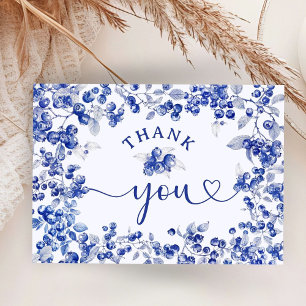 Blueberry Baby Shower Navy Blue Flat Thank You Enclosure Card