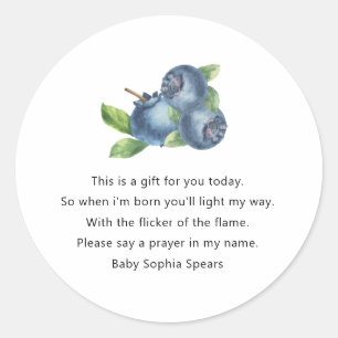 Blueberry baby shower - Prayer candle label