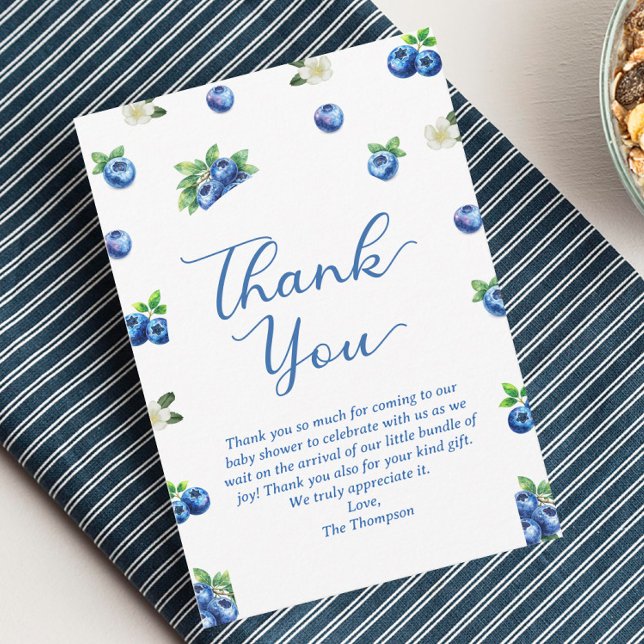 Blueberry Baby Shower Thank You Card (Creator Uploaded)