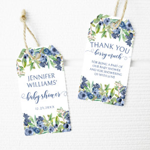 Blueberry baby shower thank you favor gift tags