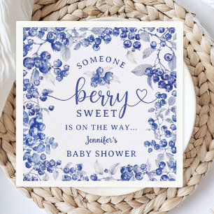 BlueBerry Baby Shower Toile De Jouy Paper Napkin
