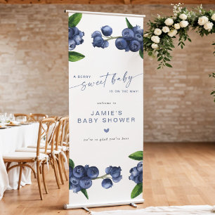 Blueberry Baby Shower Welcome Retractable Banner