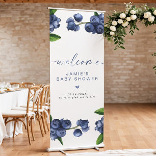 Blueberry Baby Shower Welcome Retractable Banner
