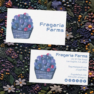 Blueberry Basket Charming Watercolor Cute Fruit Business Card