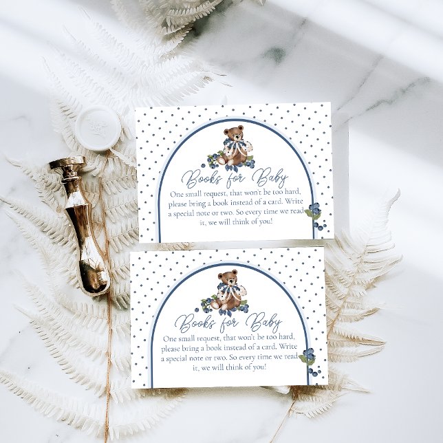 Blueberry Bear Baby Boy Shower Book Request Enclosure Card (Creator Uploaded)