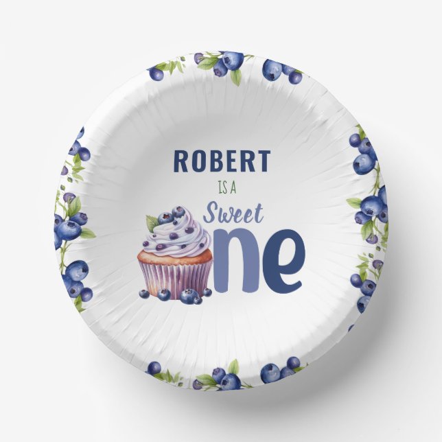 Blueberry Berry First 1st Birthday Paper Plate (Front)