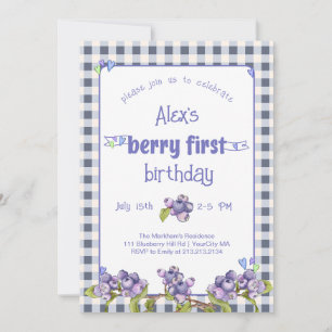 Blueberry Berry First Birthday Invitation