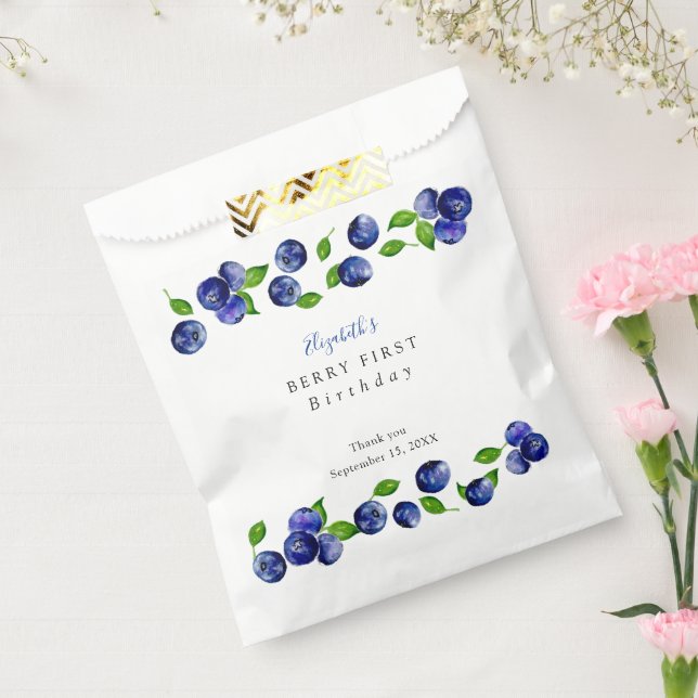 Blueberry Berry First Birthday Watercolor Cute  Favour Bags (Sealed)
